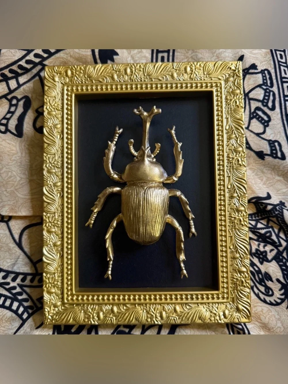 Gold Beetle Wall Art Framed Accent - Home Accents
